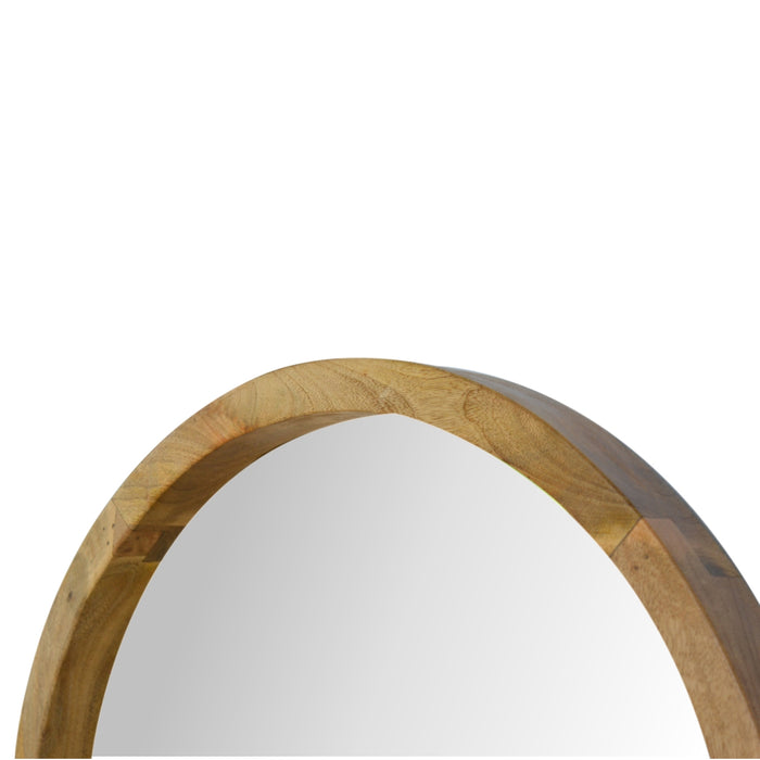 Wooden Round Mirror With 1 Shelf
