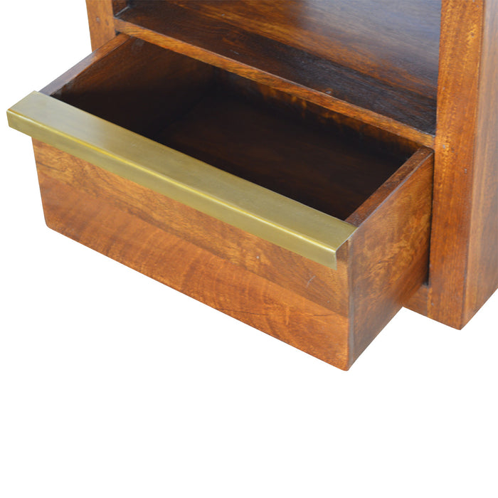 Chestnut Bedside Table With Gold Bar