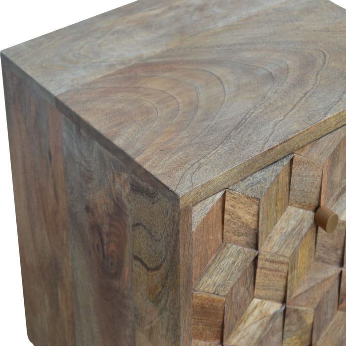 Cube Carved 2 Drawer Bedside Table