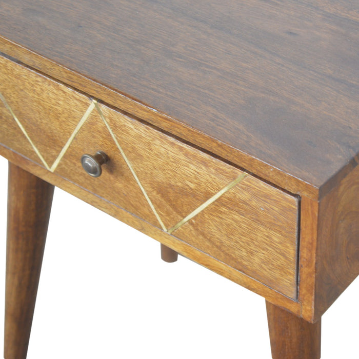 Geometric Brass Inlay Bedside Table