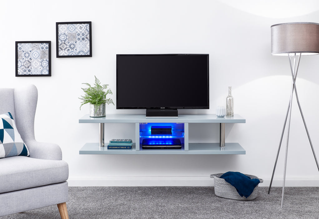 Polar High Gloss Wall Mounted LED TV Unit - Available In 2 Colours