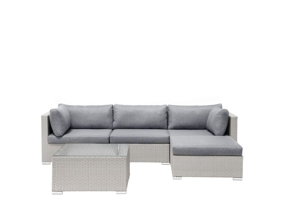 4 Seater Rattan Garden Corner Sofa Set Grey