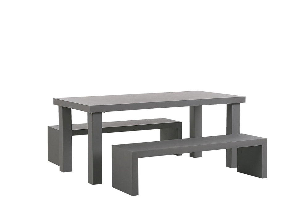 4 Seater Concrete Garden Dining Set U Shaped Benches Grey