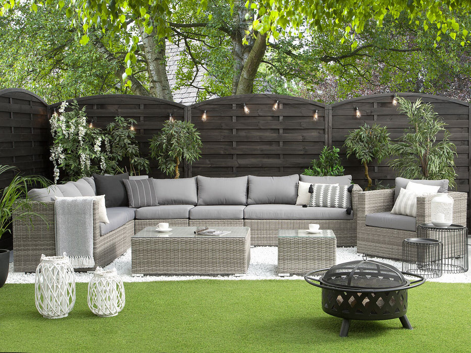 8 Seater Rattan Garden Lounge Set Grey XXL