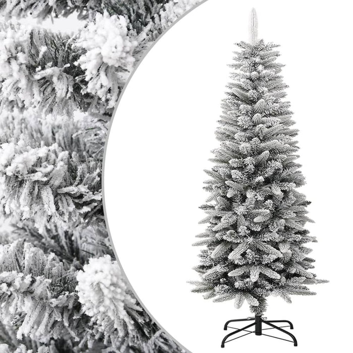 Artificial Slim Christmas Tree with Flocked Snow 120 cm PVC&PE
