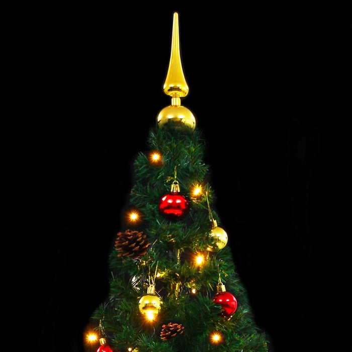 Artificial Christmas Tree with Baubles and LEDs Green 150 cm to 210 cm