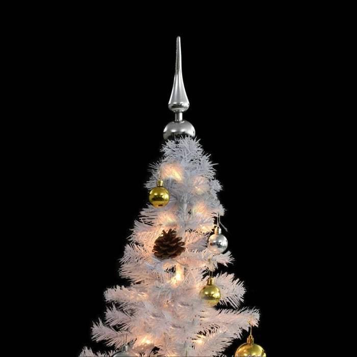 Artificial Christmas Tree with Baubles and LEDs White 150 cm to 210 cm