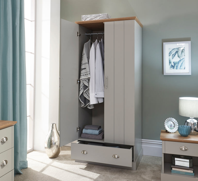 Kendal 2 Door 1 Drawer Wardrobe - Available In 2 Colours